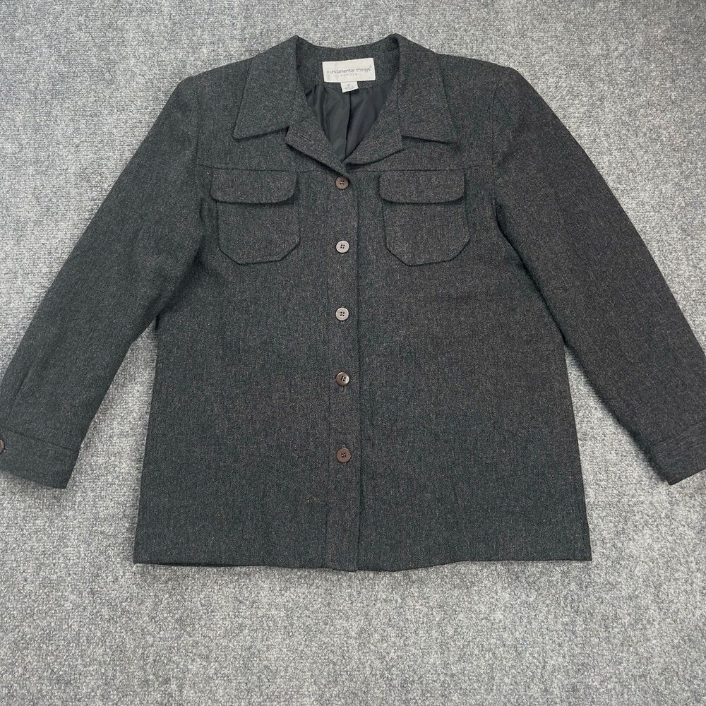 Vintage Fundamental Things Petites Jacket Womens Size 10 Button Front Wool Blend